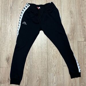 Kappa Black Joggers with White Logo Trim